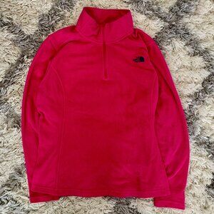 The North Face Quarter zip Fleece Sweater Women's Large Hot Pink Outdoor Hiking